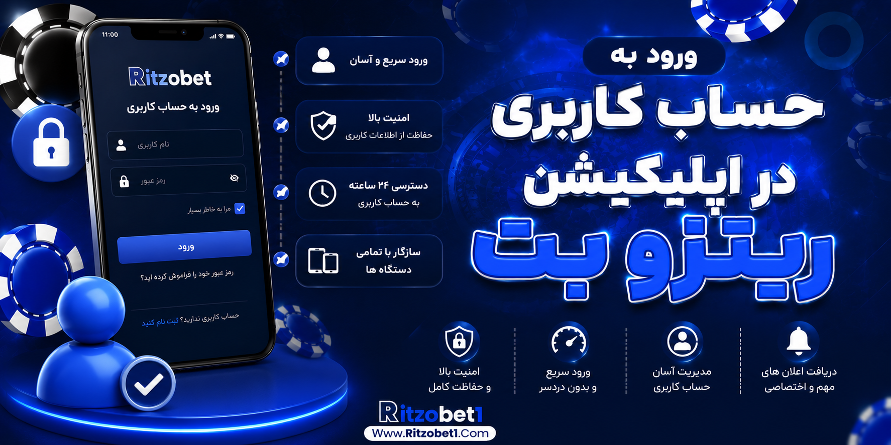 ورود به حساب کاربری در اپلیکیشن ریتزو بت